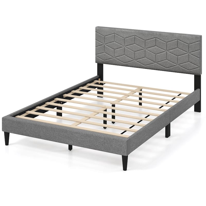 Costway Twin/Full/Queen Size Bed Frame with Linen Fabric Upholstered - Full