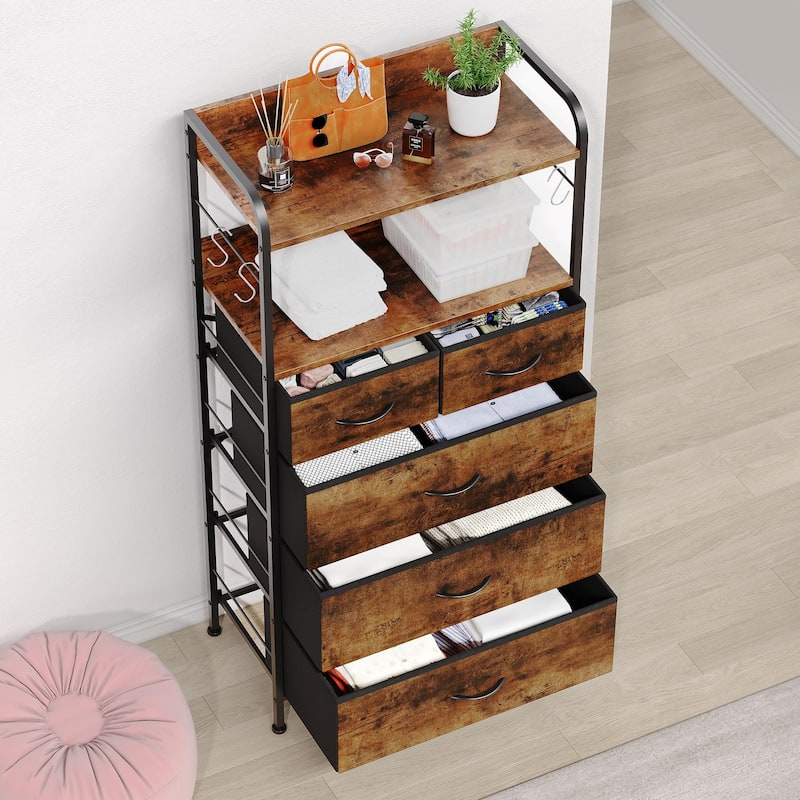 5 Dresser Drawers for Bedroom with Shelves