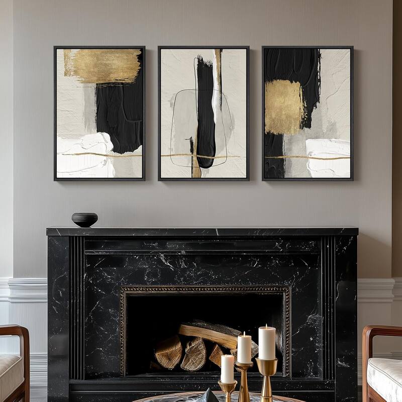 Wall Art,Modern Minimalist Gold Beige Block Pictures
