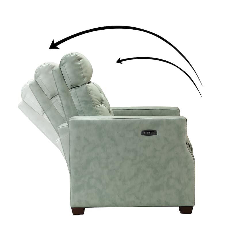 Alina 31.50"Wide Genuine Leather Power Recliner with USB Port, Set of 2