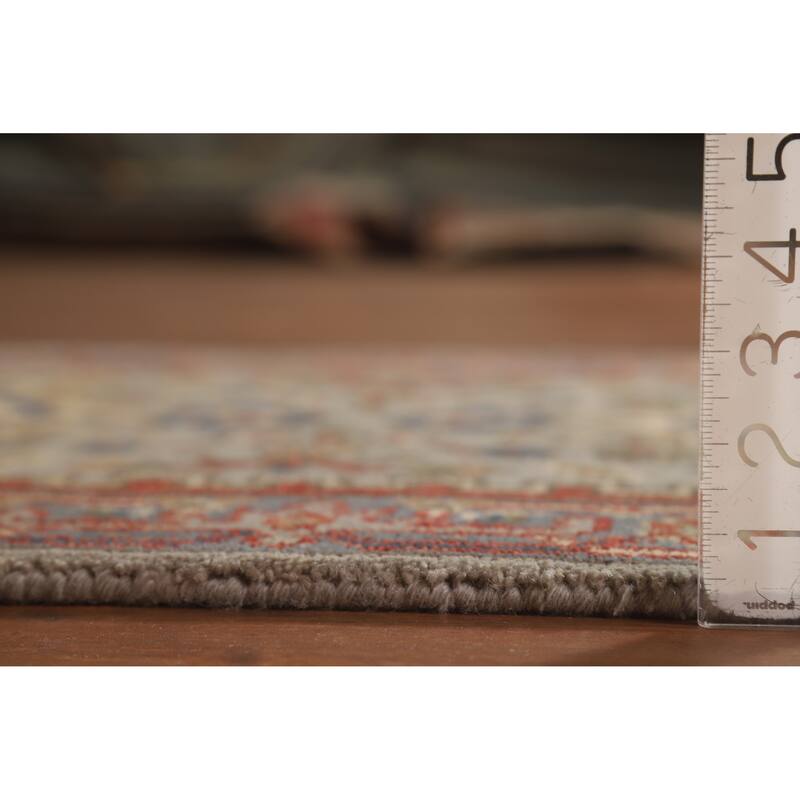 Hand Knotted Oriental 100% Wool Carpet Traditional Geometric Greys & Charcoal Heriz (serapi) Runner Rug - 7' 11'' X 2' 7''