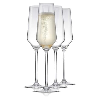 Layla European Crystal Champagne Glass 6.7 oz, Set of 4 Flute Glasses