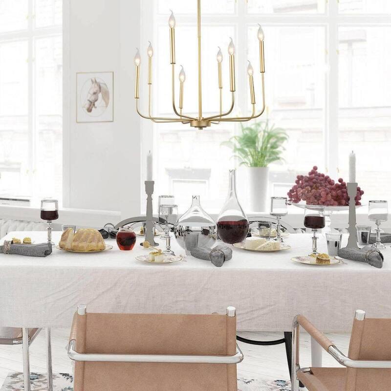Modern Gold 8-Light Chandelier Classic Wheel Ceiling Lights for Dining Room