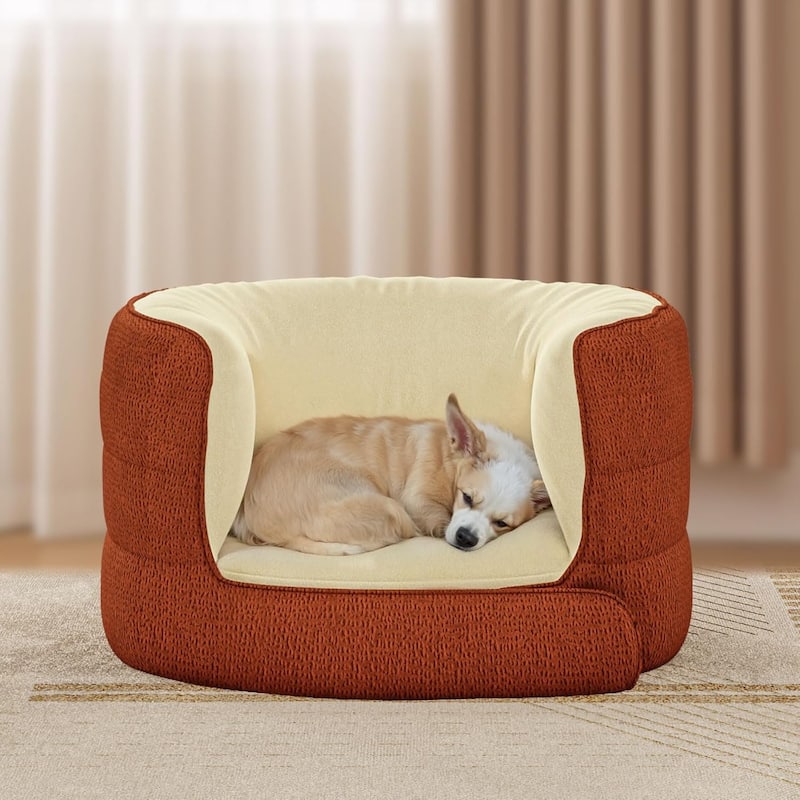 WOWMAX High Sides Deep Sleep Calming Dog Bed for Small Dogs - Polyester