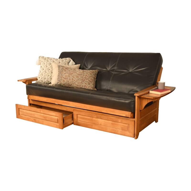 Somette Phoenix Butternut Futon Set with Storage Drawers and Mattress