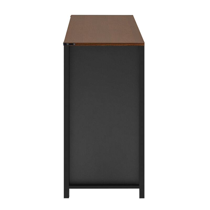 Sideboard Buffet Cabinet with Sliding Barn Doors & Open Shelf, Coffee Bar Storage Cabinet with Mesh Doors & Adjustable Shelf