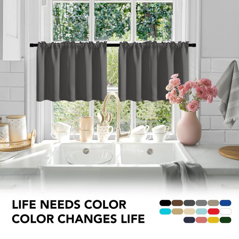 Deconovo Cafe Curtains Rod Pocket Window Short Drapes Tier Pair