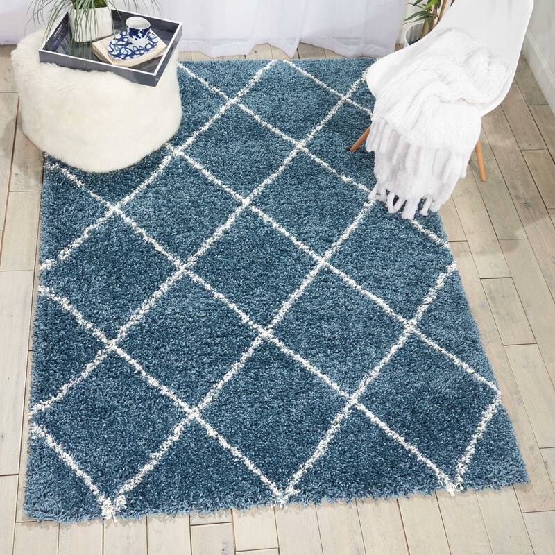 Nourison Brisbane Large Diamond Geometric Modern Shag Area Rug