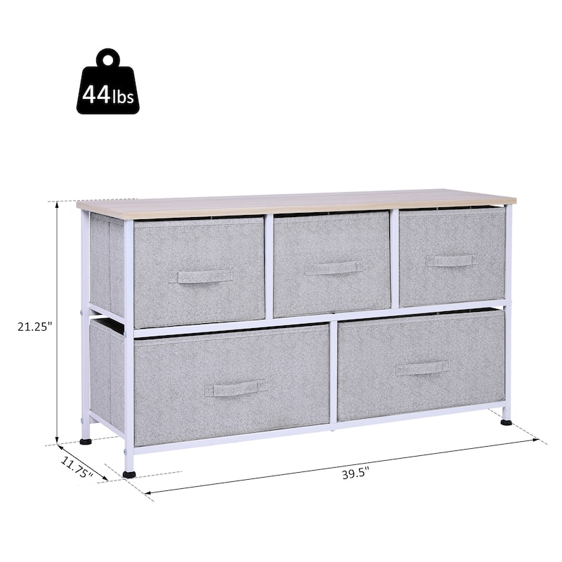 Porch & Den Dow Grey/ White 5-drawer Storage Cube Dresser with Fabric Bins