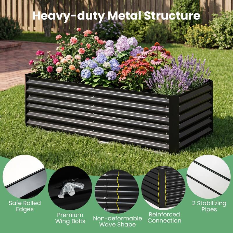 Gymax Raised Garden Bed w/ Cover 68'' x 33'' x 21'' Planter Box w/
