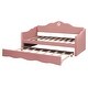 preview thumbnail 7 of 10, Pink Upholstery Sofa Bed Twin Size Sleeper Sofa with Trundle Daybed