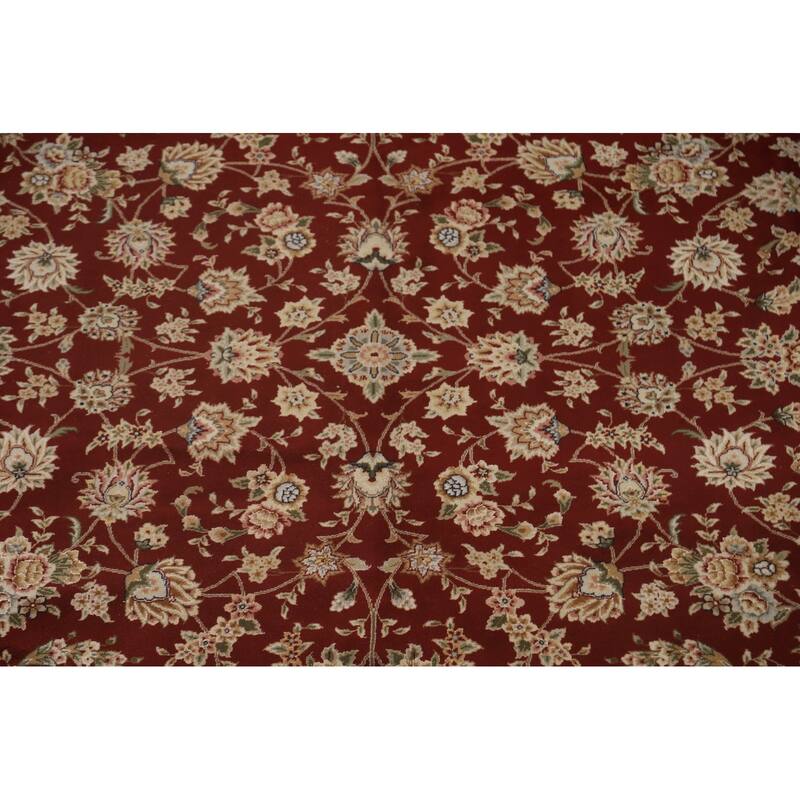 All-Over Floral Kashan Chinese Area Rug Hand-Knotted Wool Carpet - 8'7" x 11'7"