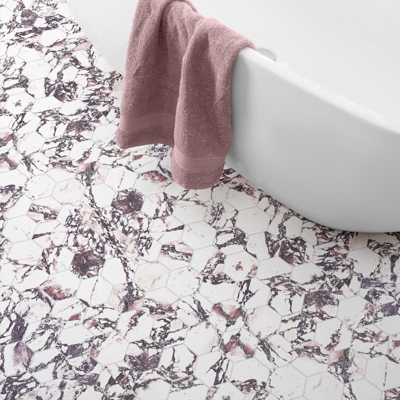 Merola Tile Touche 4" Hex Rubis 11-3/4" x 13-5/8" Porcelain Mosaic Floor and Wall Tile - (1 Tile)