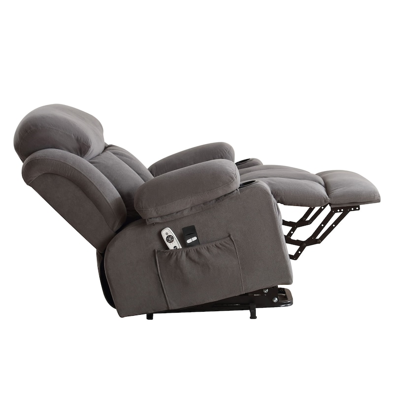 Electric Recliner Chair with Massage and Heat, USB Port, Cup Holders and Side Pockets, Adjustable Vibration Modes and Heating