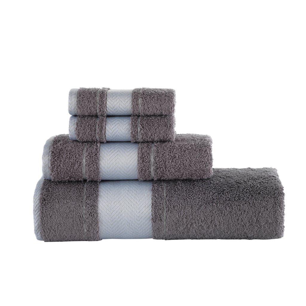 KAFTHAN Textile Fishbone Turkish Cotton Bath Towels (Set of 4) - 59"L x 35"W x 0.5"H