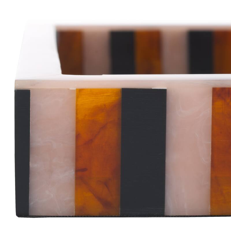 SAFAVIEH Home Ina Black/Brown Resin 14.2"W x 10"D x 1.5"H Rectangle Tray