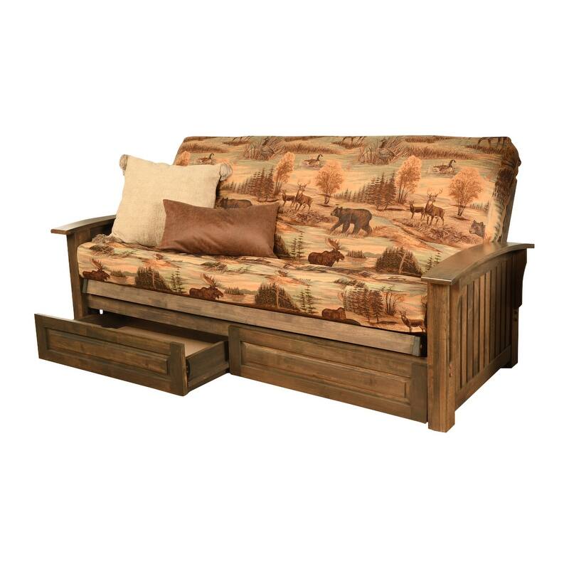 Somette Washington Full-size Futon Frame Includes Storage Drawers and Mattress