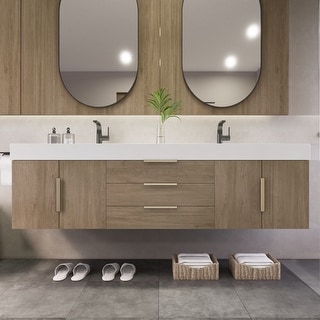 Noble 72" Wall Mounting Vanity with Reinforced Acrylic Double Sink