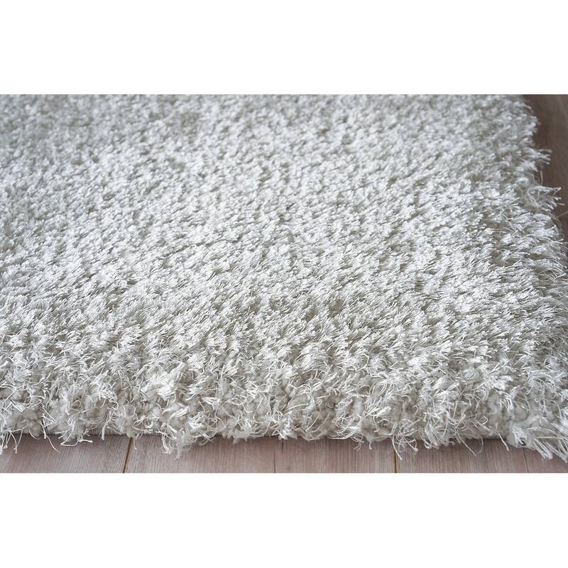 EXQUISITE RUGS Luxe Shag Power-loomed Polyester/Microfiber Taupe Area Rug.