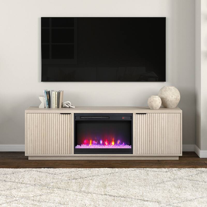 Mansfield Rectangular TV Stand with 26" Crystal Fireplace for TV's up to 78" - 70" Wide