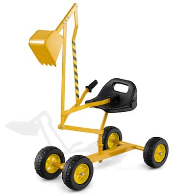 Kids Ride-On Sand Digger Toy with Rotating Seat and Bucket, Metal Frame Excavator for Ages 3+ - 48" x 16" x 26"