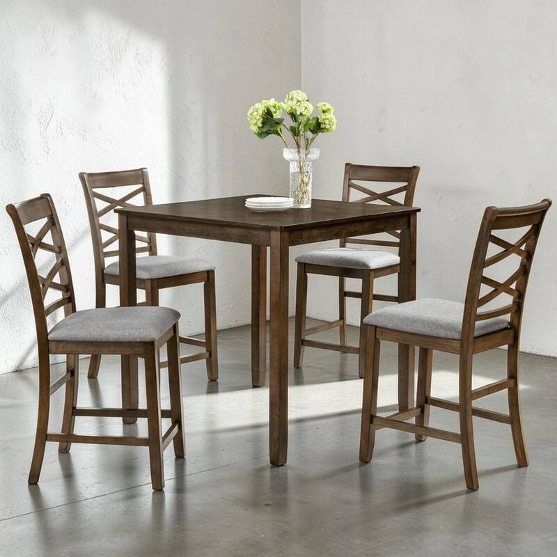 Wooden Counter Height Dining Chairs Set of 4, Upholstered Kitchen Chairs with Padded Seat, Counter Height Seating