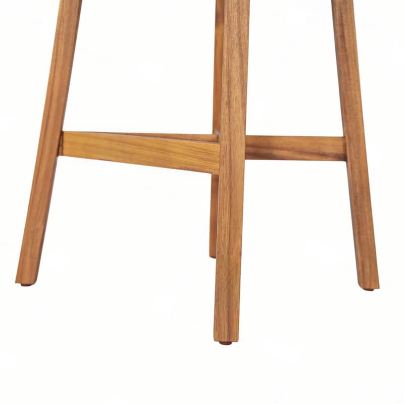 Outdoor Bar Stool, Wood with Wicker, Set of 2