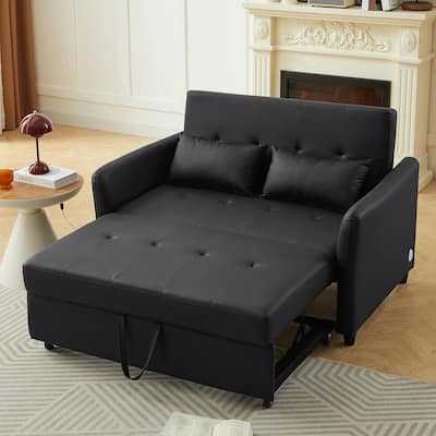 Roomfitters 51.57" Convertible Sleeper Bed with Adjustable Oversized Armchair Design and Three USB Charging Ports