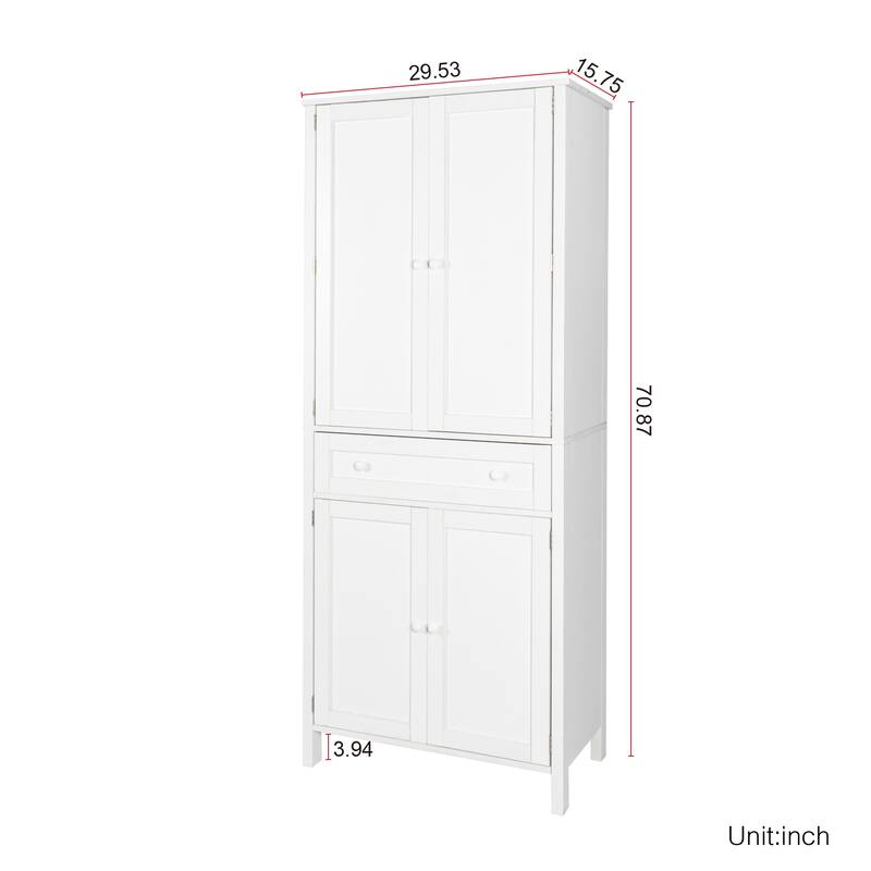 70.87" Tall Kitchen Pantry, Storage Cabinet, Kitchen Cabinet with Drawer and Adjustable Shelves for Kitchen and Dining Room