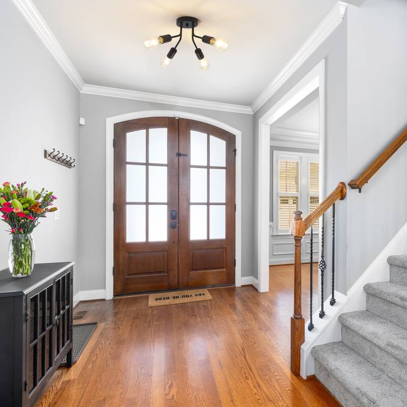 Modern 4-Light Semi Flush Mount Ceiling Light for Dining Room Bedroom Hallway Entryway