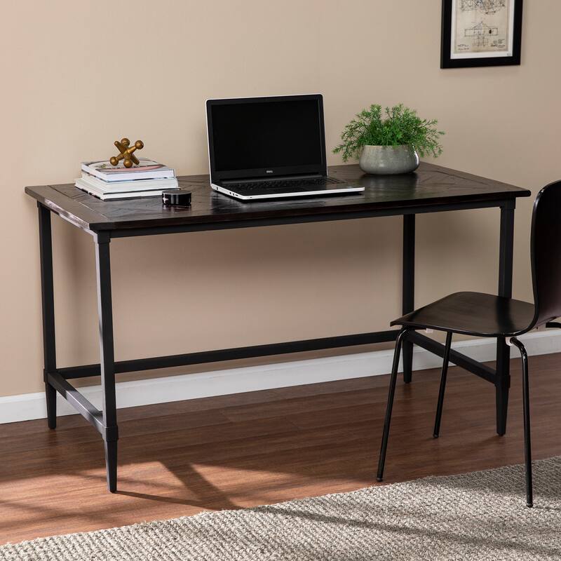 SEI Furniture Lawrence Modern Farmhouse Reclaimed Wood Desk - Black
