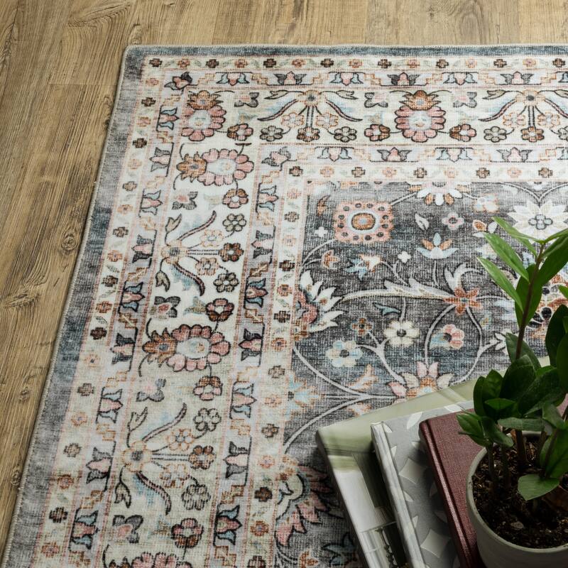 Style Haven Sunderland Bordered Traditional Machine Washable Area Rug Mat