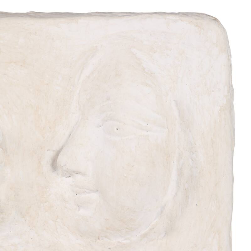 Canvas Wall Art Textured 3D Relief Face Design - 24" White