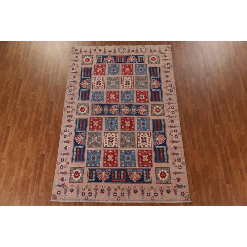 Garden Design Kazak Oriental Traditional Wool Area Rug Hand-knotted - 6'8" x 9'11"