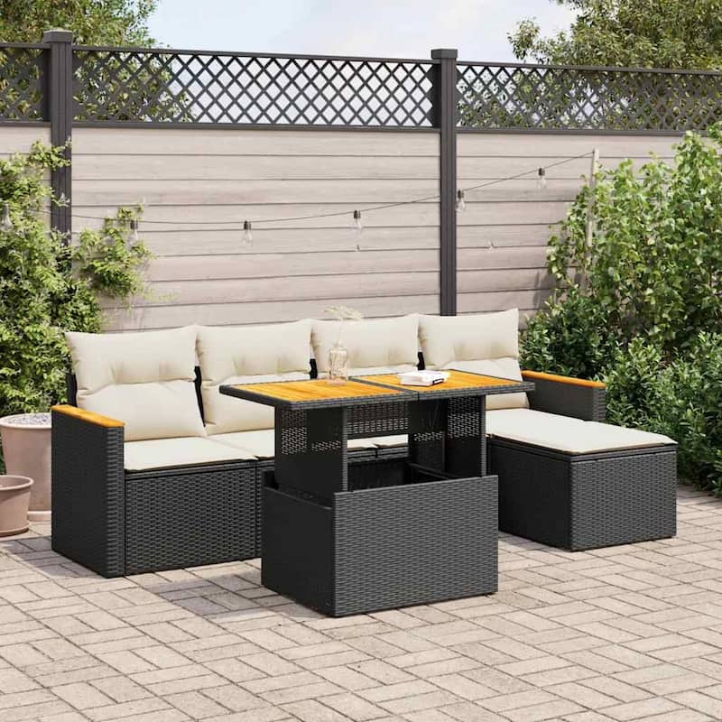 vidaXL Garden Sofa Set Black, Cream White - 21.7 x 39.4 x 28.7