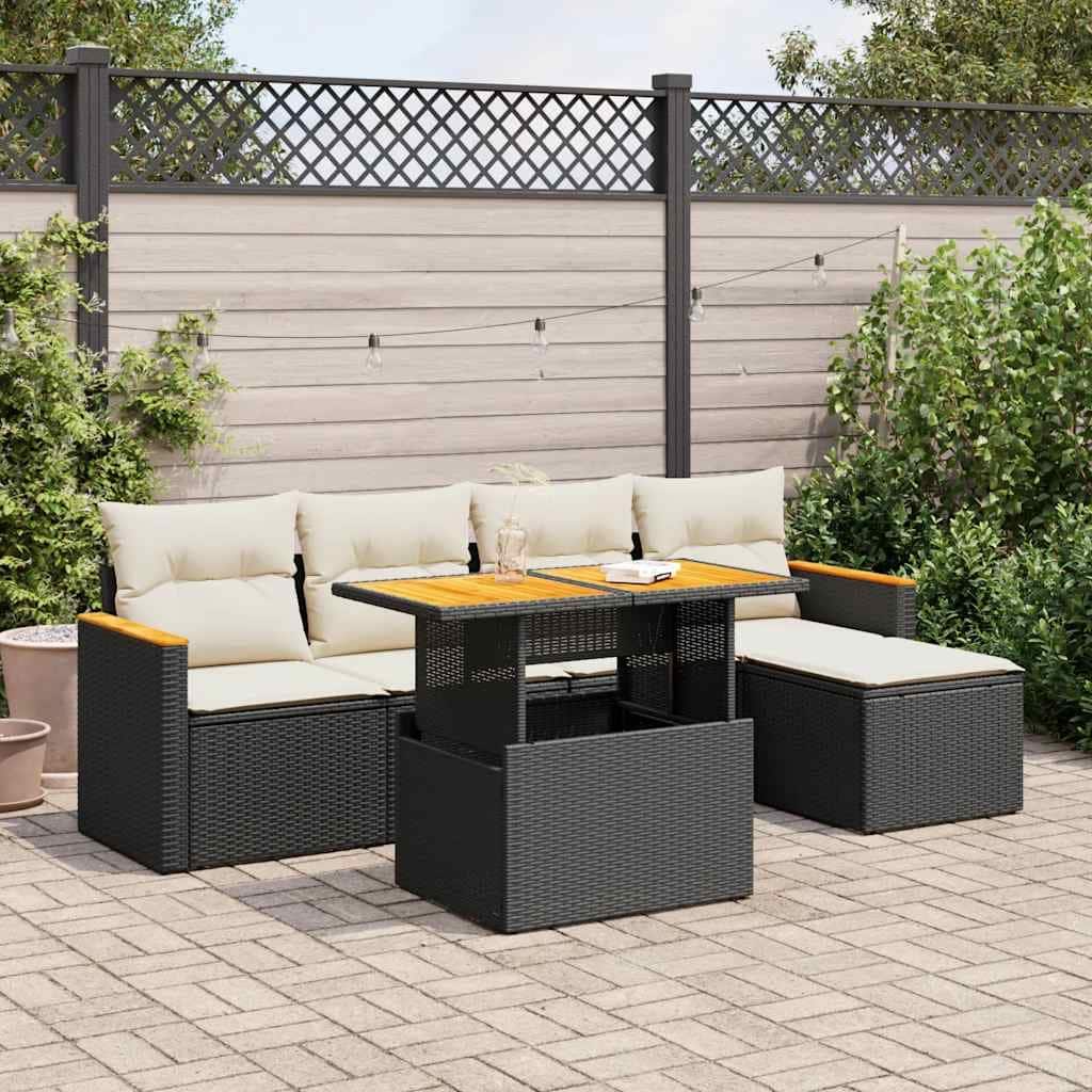 vidaXL Garden Sofa Set Black, Cream White - 21.7 x 39.4 x 28.7