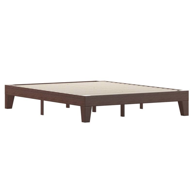 Wood Platform Bed with 14 Wooden Support Slats