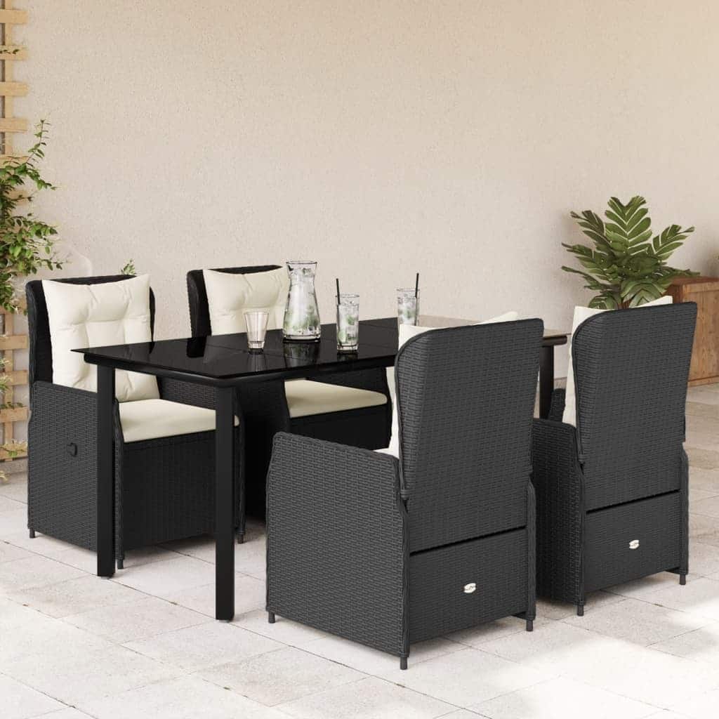 vidaXL Garden Dining Set Black, Cream White - 31.5 x 63.0 x 29.1 in