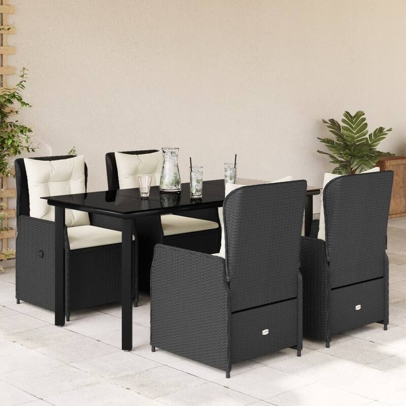 vidaXL Garden Dining Set Black, Cream White - 31.5 x 63.0 x 29.1 in - Black-1