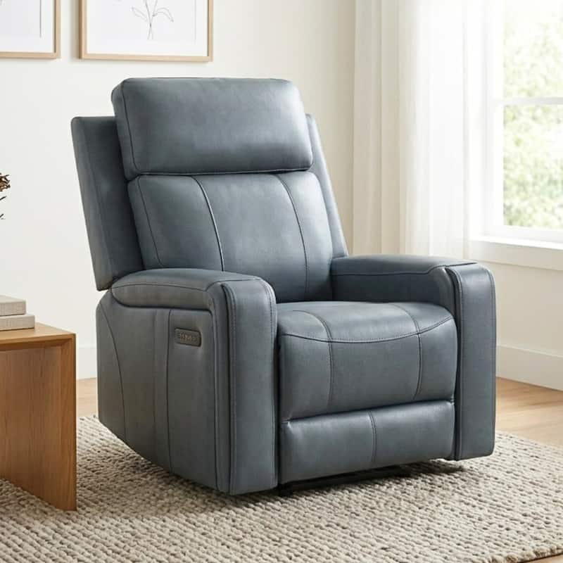 Cavron Leather Match Power Glider Recliner - Blue