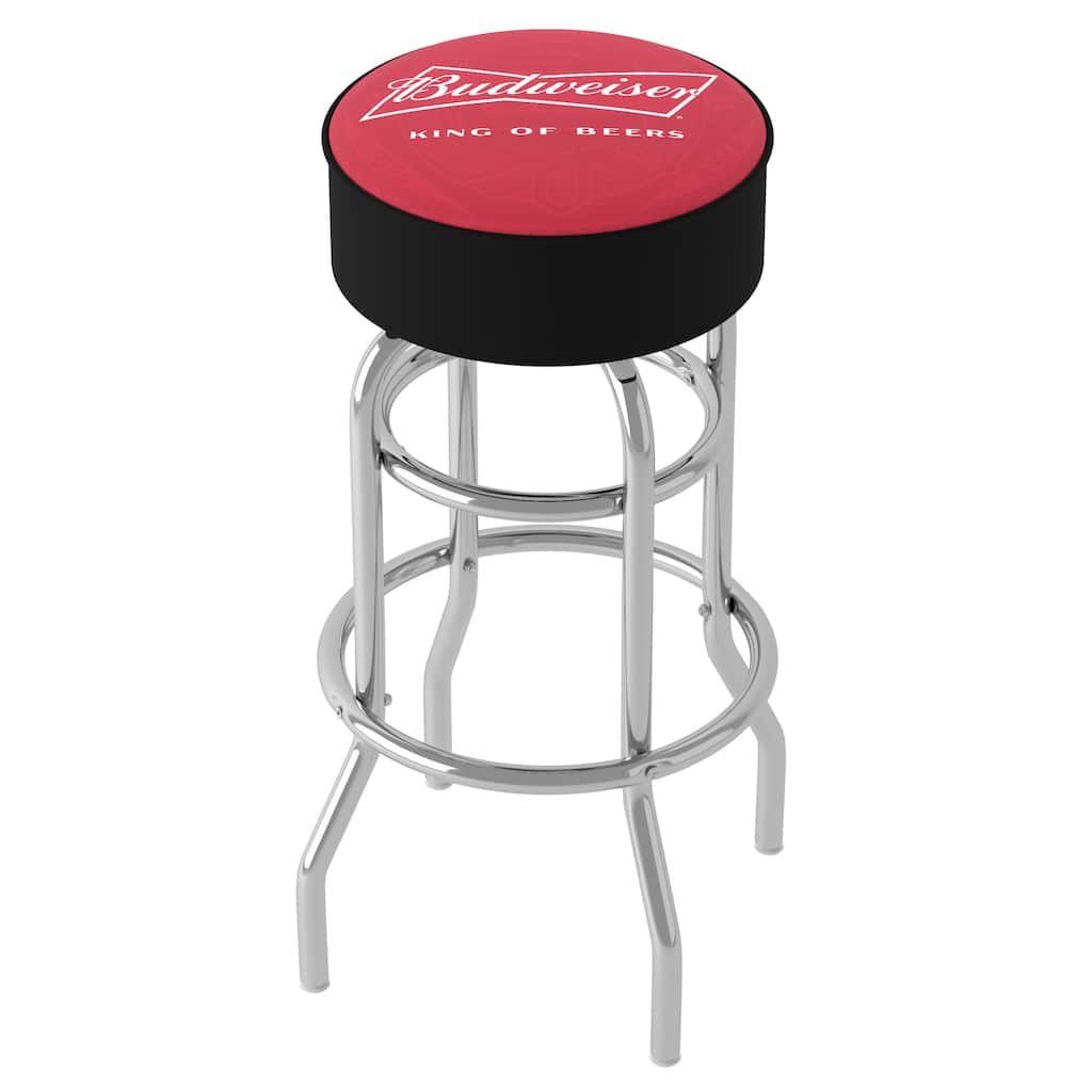 Budweiser Chrome Bar Stool with Swivel - Bow Tie - 20" x 20" x 31"