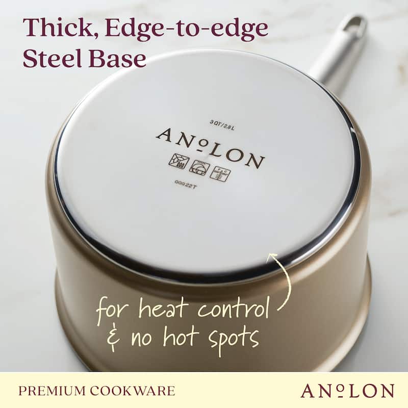 Anolon Ascend Hard Anodized Nonstick Saucepan with Lid - 3 Quart - Bronze