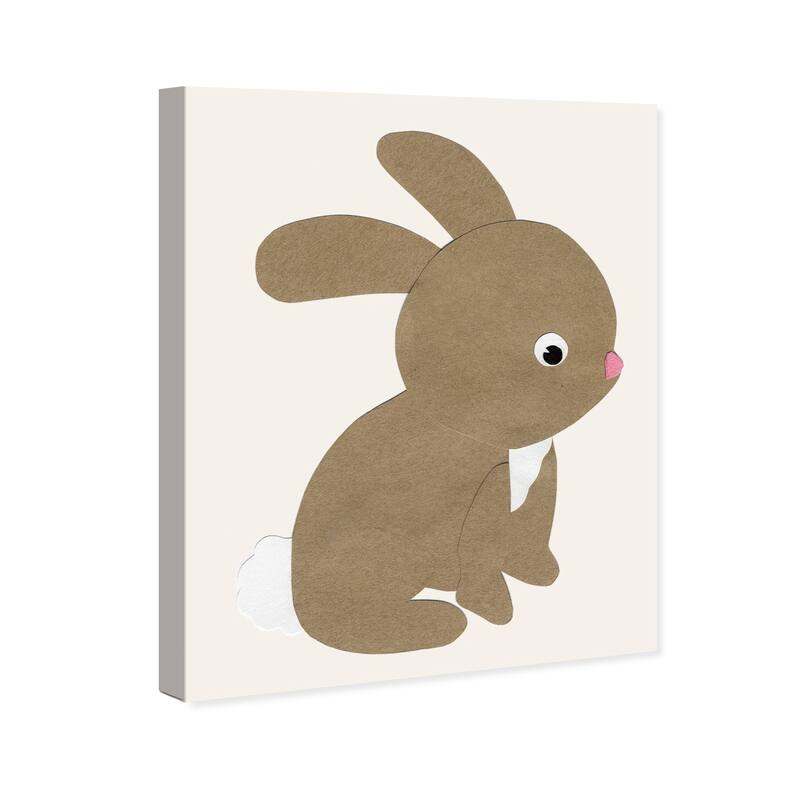 Wynwood Studio Canvas Animals Beige Rabbit Brown and Cream White Modern & Contemporary Wall Art Canvas Print