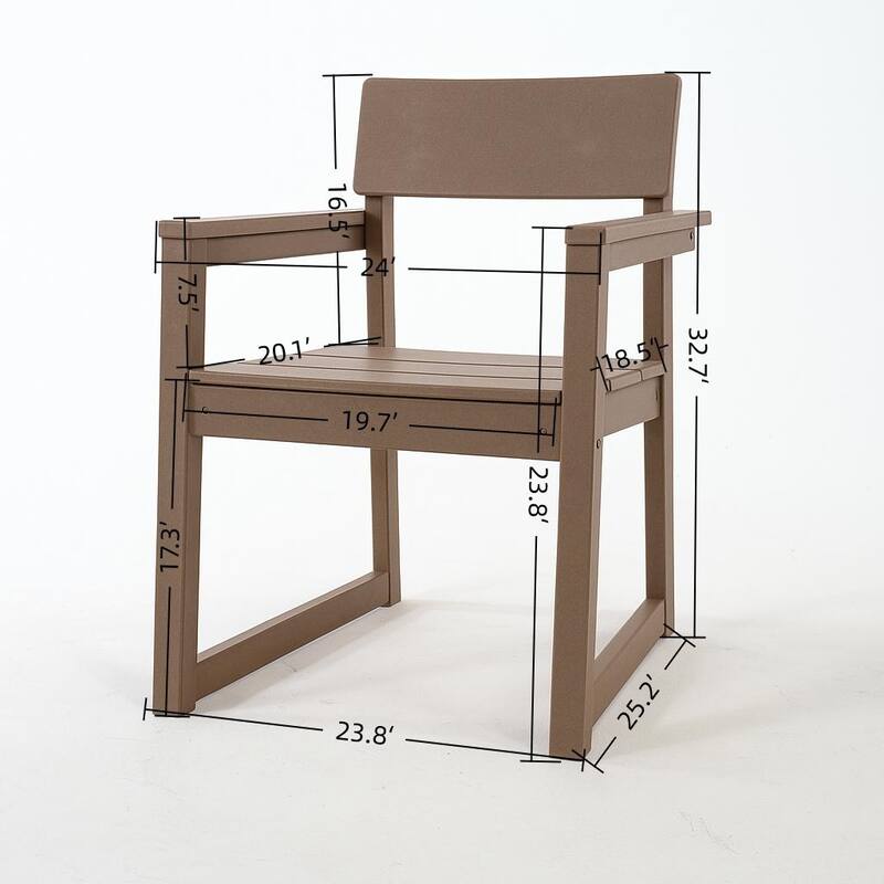 HDPE Outdoor Dining Armchairs, All-Weather Patio Chairs with Backrest & Armrests for Backyard, Deck, Porch, Garden