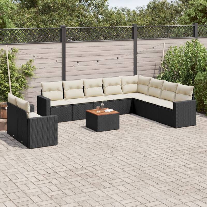 vidaXL Garden Sofa Set Black - 24.4 x 25.8 x 27.2