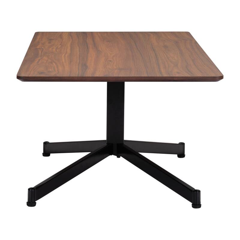 HomeRoots 48" Brown and Black Wood and Steel Pedestal Coffee Table - 48.00 in. x 17.90 in. x 24.00 in.
