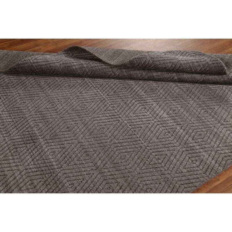 Brown Trellis Gabbeh Modern Area Rug Hand-knotted Wool Carpet - 5'5" x 7'7"