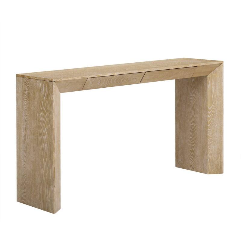 60" Farmhouse Console Table with 2 Concealed Drawers and Durable Waterfall Design