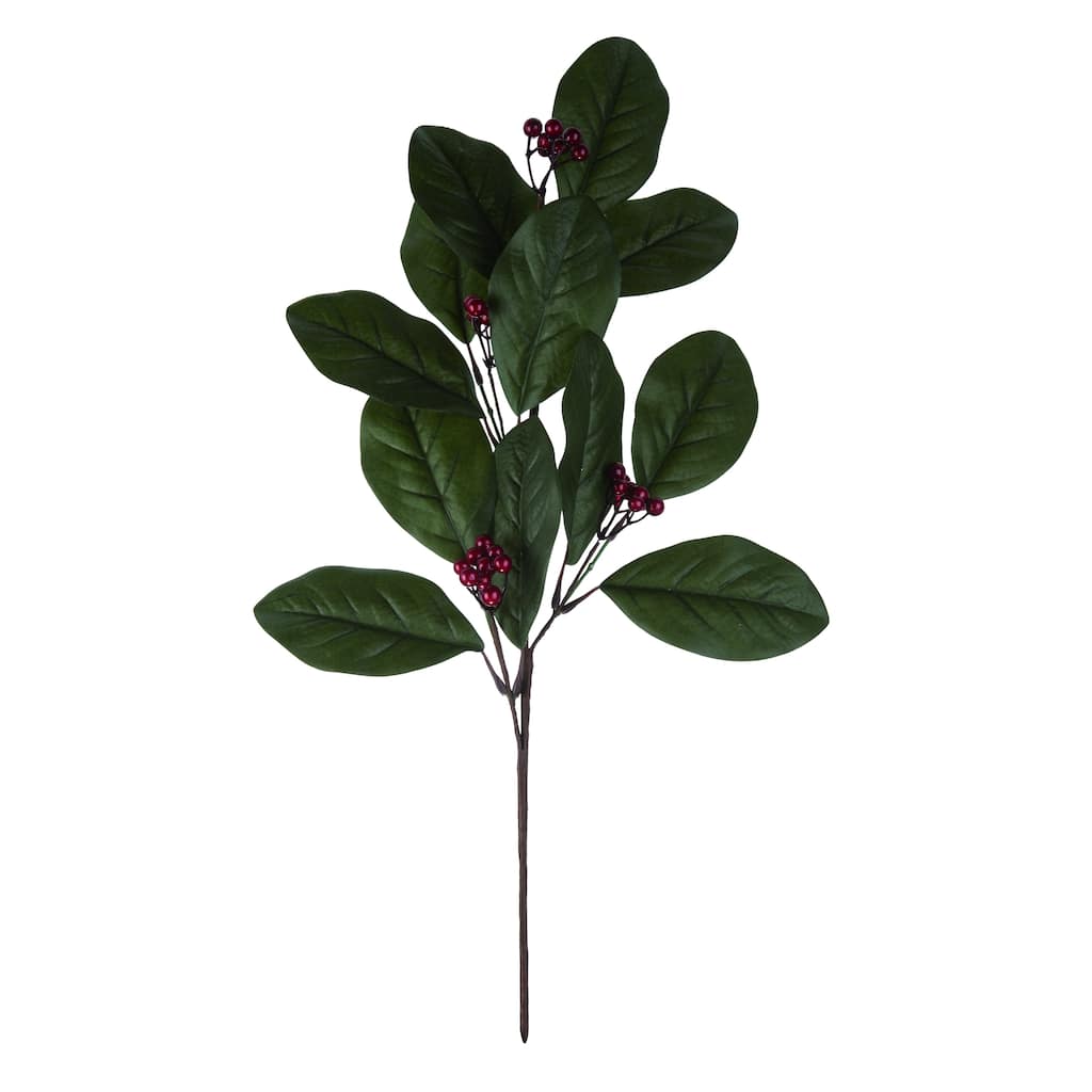 Transpac Artificial 24 in. Green Christmas Magnolia Leaves Spray