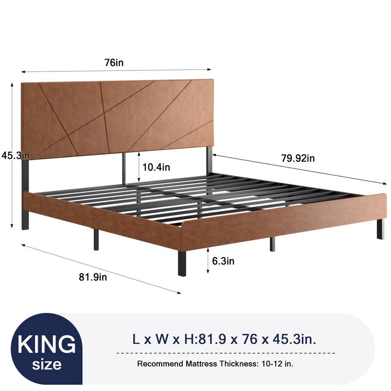 Roomfitters Metal Bed Frame, Square Platform Bed with Under-Bed Storage, Heavy Duty Mattress Foundation, Antique Brown